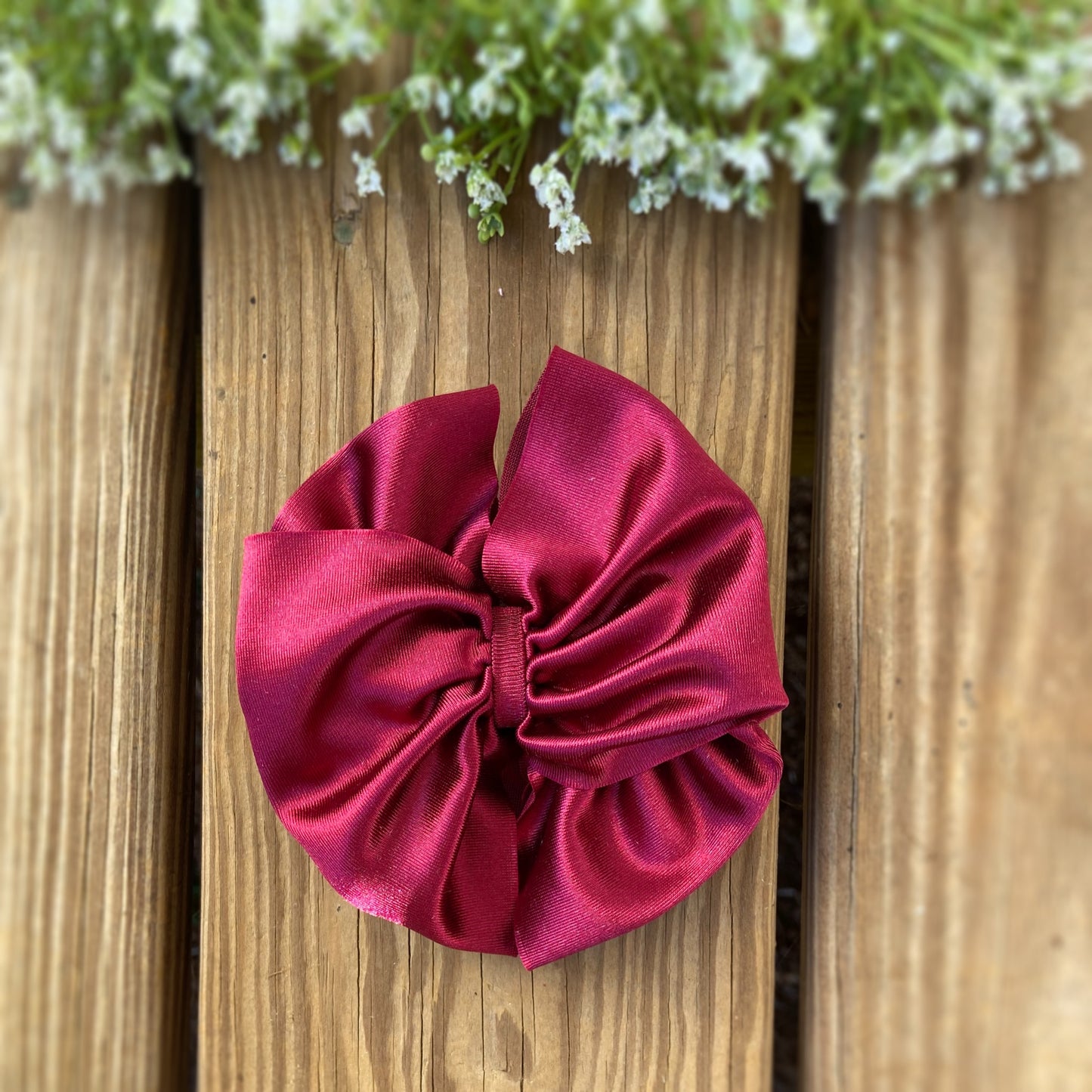 Burgundy Satin - Big Messy Bow