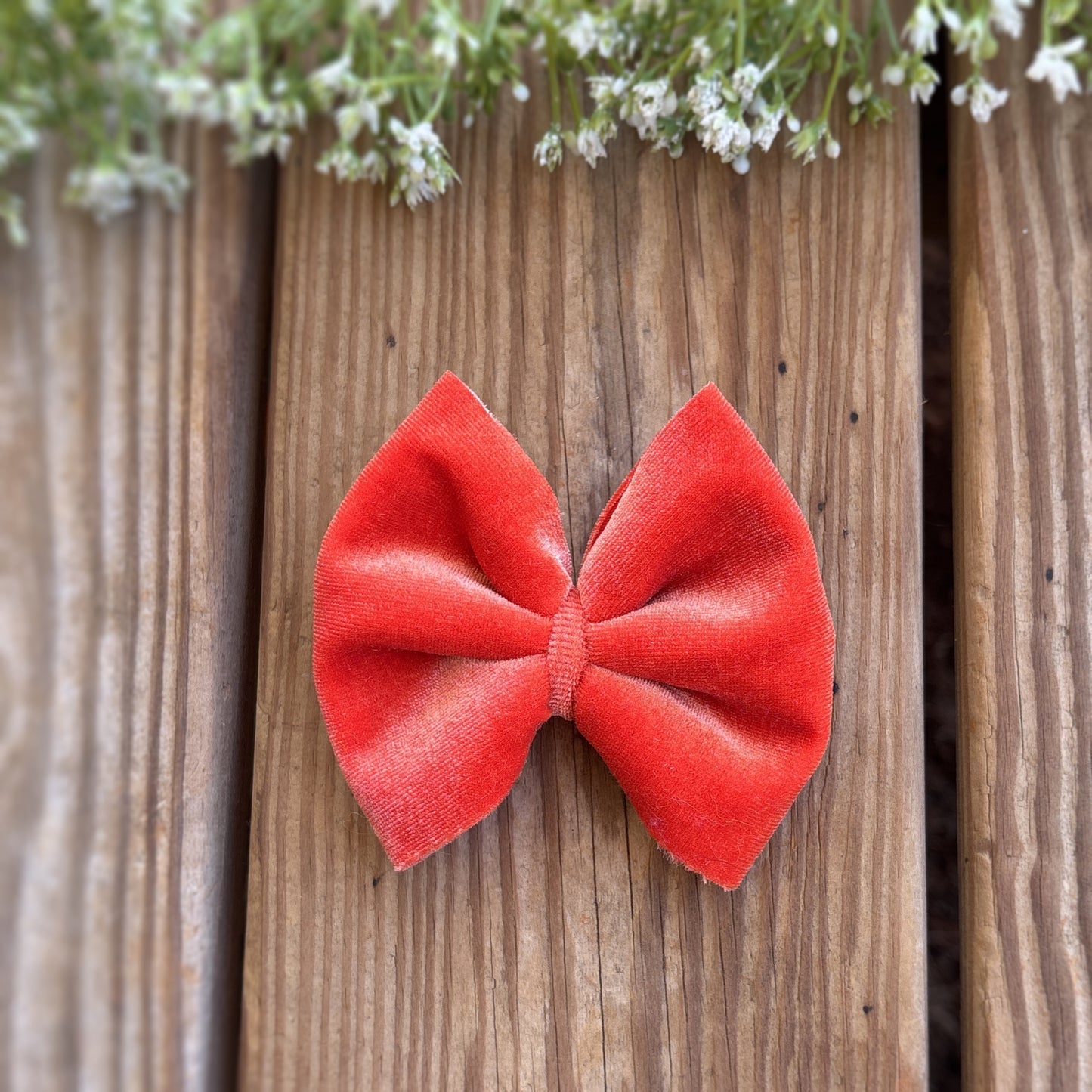 Orange Velvet - Small Bow