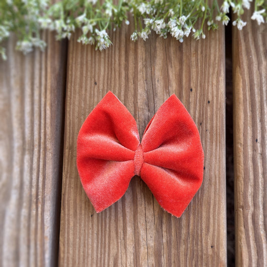 Orange Velvet - Small Bow